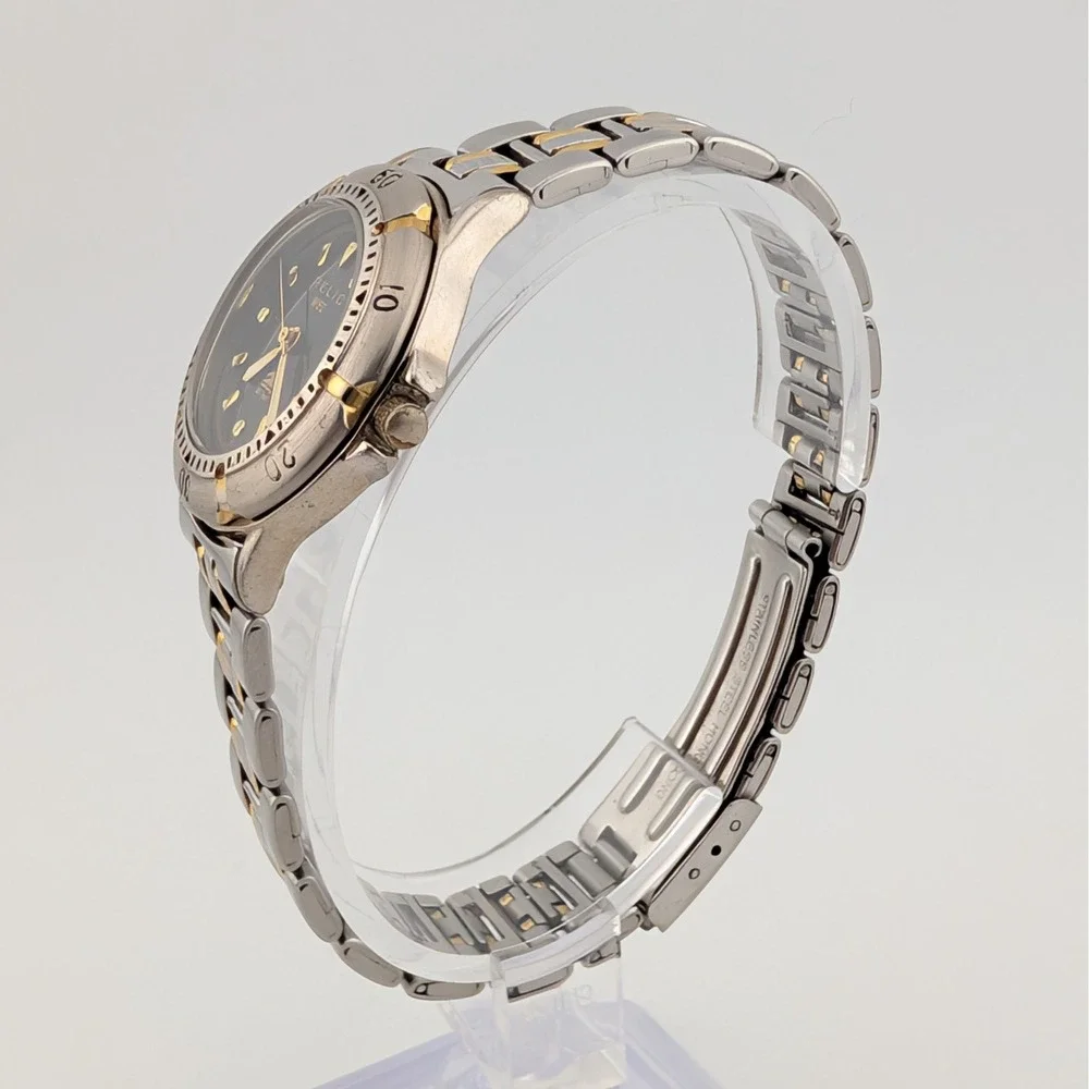 Relic Wet Diver Style Quartz Women's Watch Two Tone Rotating Bezel Black Dial‎